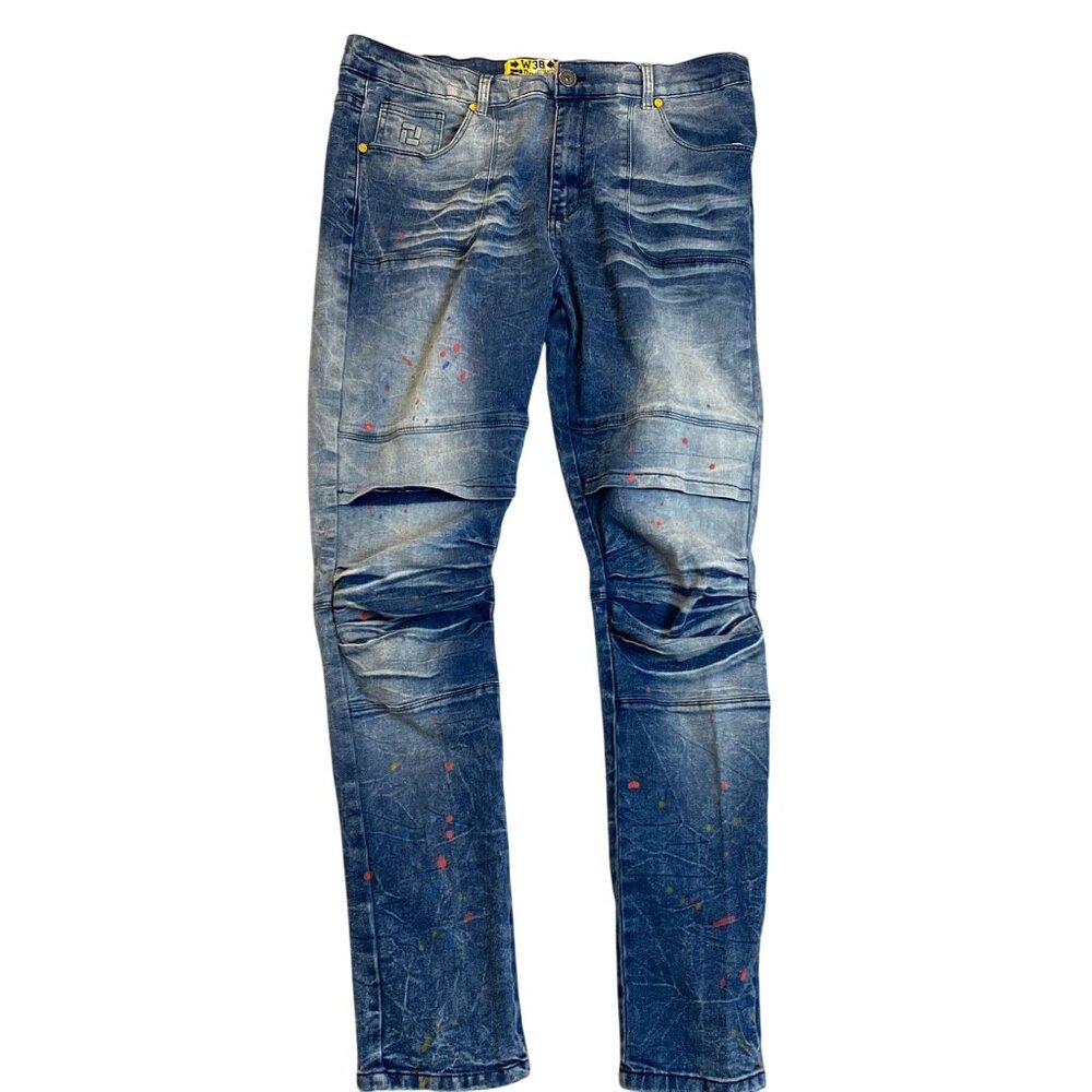 Demolition Men's  Jeans 38X32 Limited Edition Paint Splatter Classsic Slim Fit